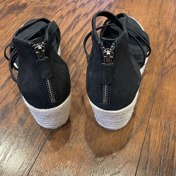 Eileen Fisher Wanda Tumbled Nubuck Espadrille Sandals in Black Size 9 - Picture 5 of 12